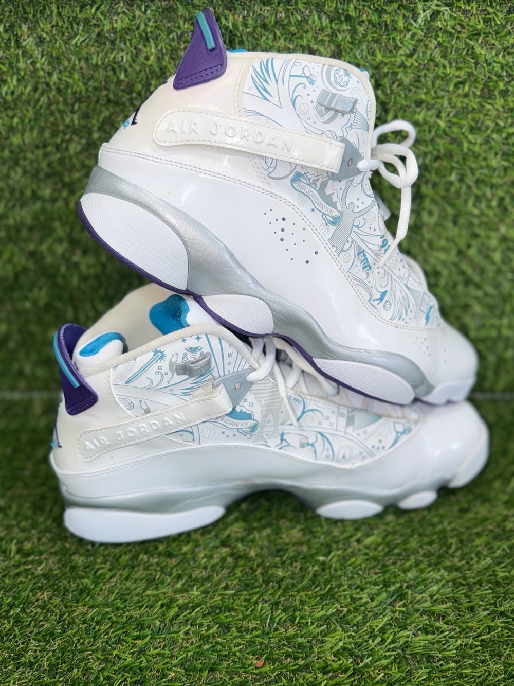 Air Jordan 6 Rings Las Vegas White Purple Blue High Top Sneakers US 10.5 - Picture 2 of 9